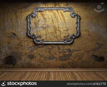 old concrete wall and frame made in 3D graphics