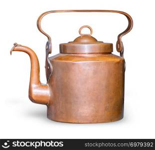 old copper teapot isolated on white with clipping path