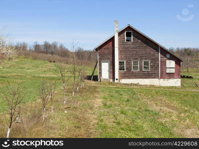 Old country barn on farmland