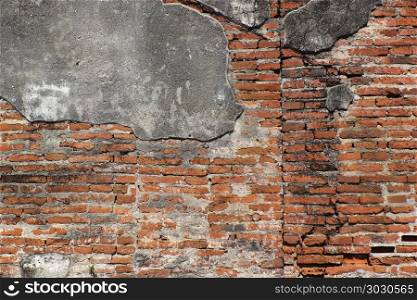 old cracked brick wall as background or texture. old cracked brick wall as background
