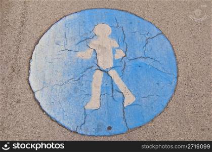 old cracking symbol for a footpath on the ground