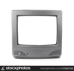 Old CRT TV with white screen isolated on white