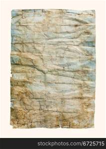 Old crumpled paper texture, isolated