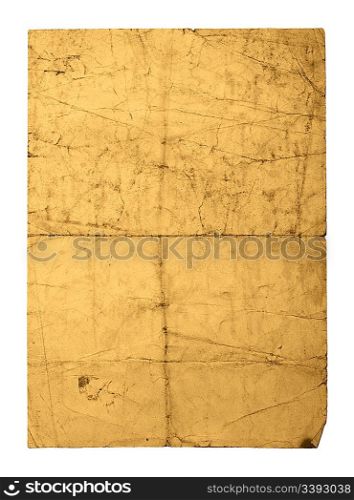 old crushed paper sheet isolated on white