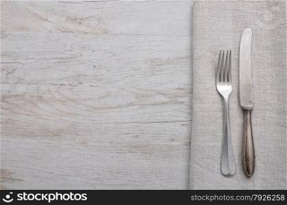 Old cutlery on cloth