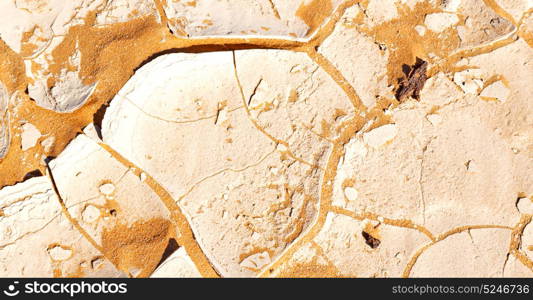 old desert and the abstract cracked sand texture in oman rub al khali