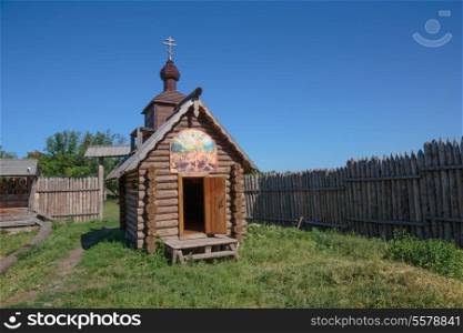 old deserted log house chapel