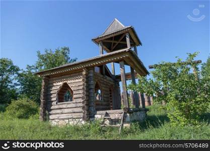 old deserted log house chapel