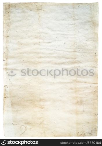 old dirty paper isolated on white background