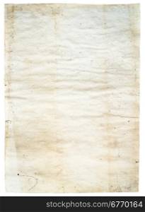 old dirty paper isolated on white background