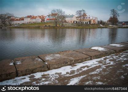 old district Nyamiha winter. Minsk city. Belarus.