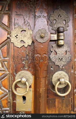 Old door and lock of mosque in Istanbul