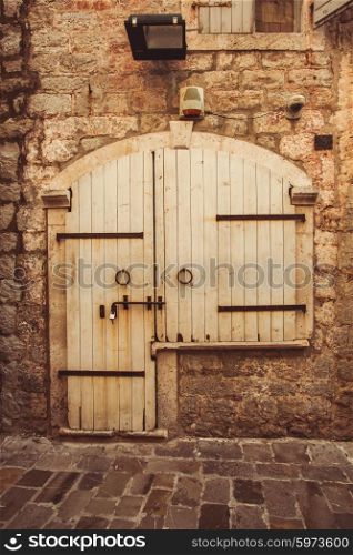 Old door in Budva - medieval part of town, Montenegro