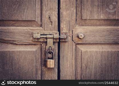 old door knock and key lock wall texture and background