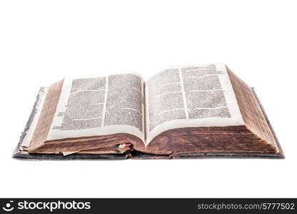 Old Dutch Bible, over three hundred years old, on white background