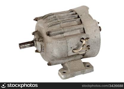 Old electric motor, isolated on a white background