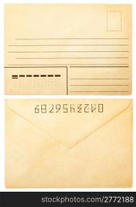 old envelope front and back isolated on white