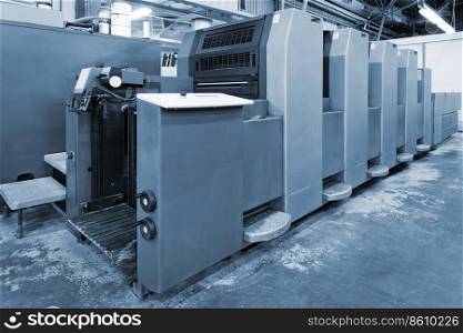 old equipment for printing in a modern printing house