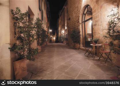 Old european city at night. Tuscany, Italy