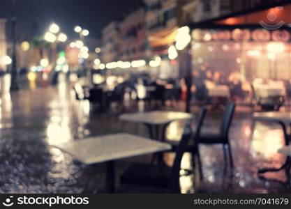 Old European night city blur background