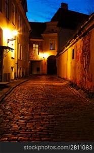Old European sreet at night
