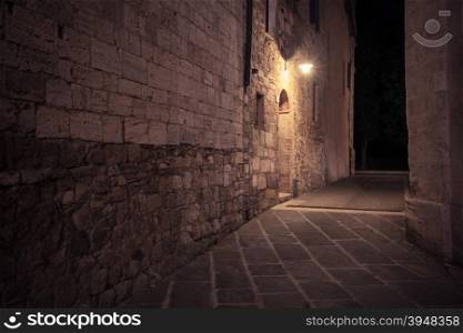 Old European street after dark