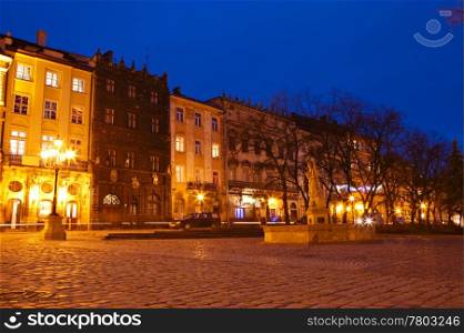 Old European town at night