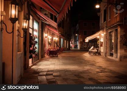 Old European town at night. Old European illuminated town at night, Venice, Italy