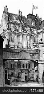 Old facade of the Palace of Justice, vintage engraved illustration. Paris - Auguste VITU ? 1890.