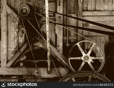 old farm machinery. a great image of old wooden farm machinery