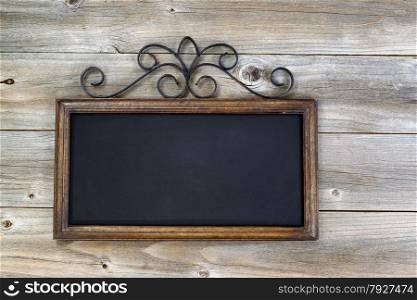 Old fashion chalkboard on rustic wood. Layout in horizontal format.