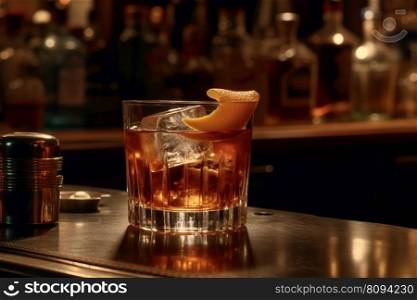 old fashion drink at bar created by generative AI 