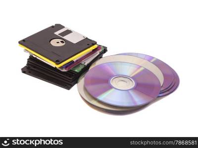 Old Fashion Floppys Disc and Compact Discs