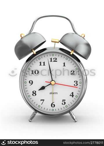 Old-fashioned alarm clock on white background. 3d