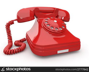 Old-fashioned phone on white isolated background. 3d