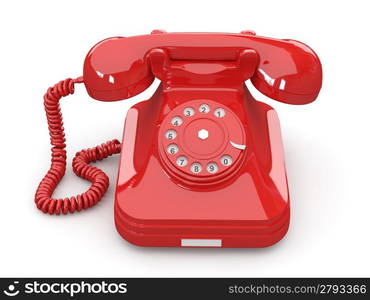 Old-fashioned phone on white isolated background. 3d