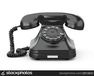 Old-fashioned phone on white isolated background. 3d