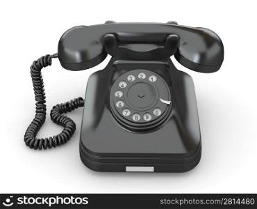 Old-fashioned phone on white isolated background. 3d
