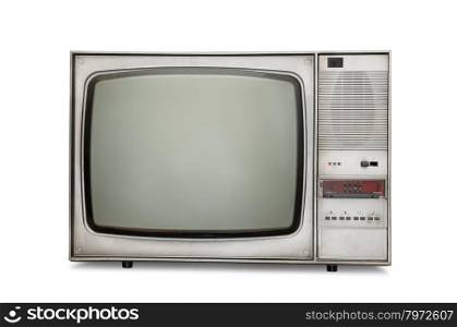 Old-fashioned tube TV isolated on a white background