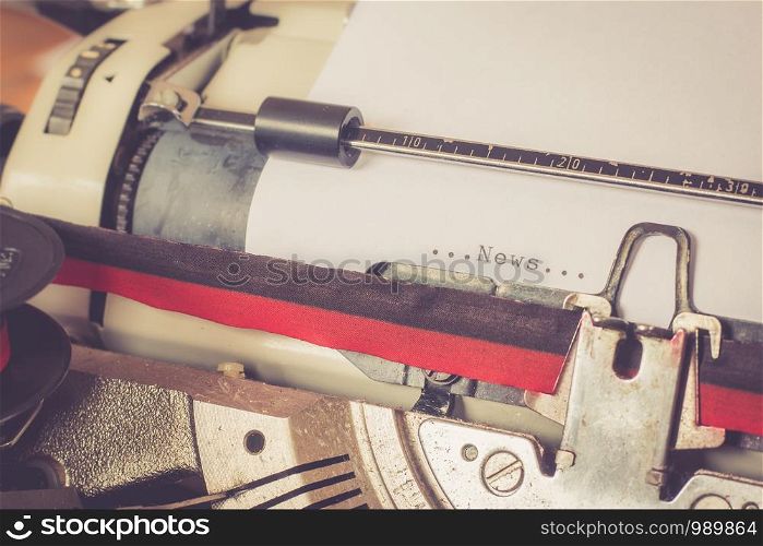 Old fashioned vintage typewriter: closeup picture