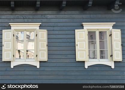 Old fashioned window of wooden house