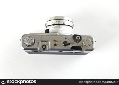 old film vintage camera on white background