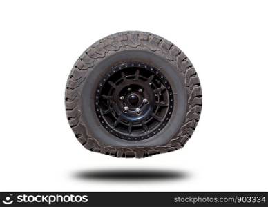 Old flat tire tires that separated from the clipingpart background