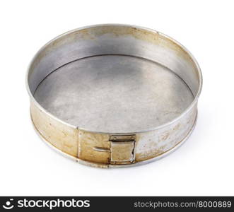 Old fluted tube baking pan isolated on white with clipping path