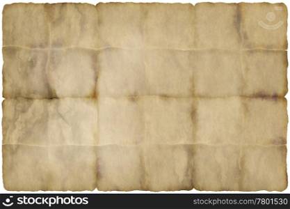 old folded paper. background image of old damaged and folded paper or parchment