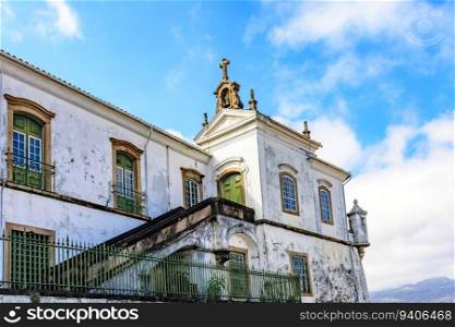 Old fortress and church in the historic town of Ouro Preto in Minas Gerais. Old fortress and church in Ouro Preto