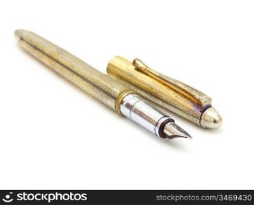 Old fountain pen isolated on white background