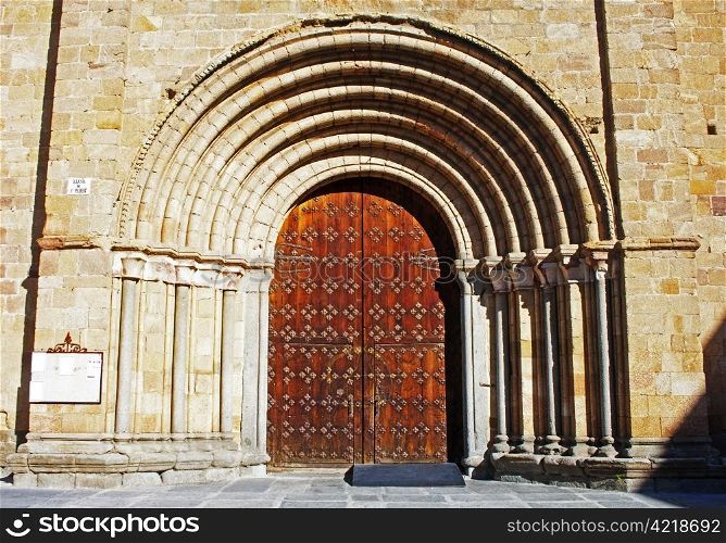 Old gates of Church of San Pedro in Avila /Spain/
