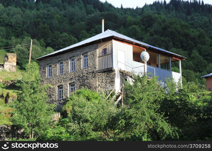 Old georgian house in mountain village