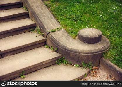 old granite stone stairs in park